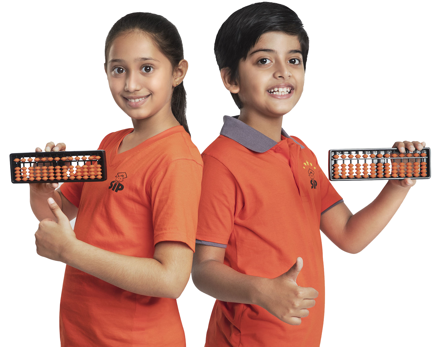 Children holding SIP Abacus learning tools